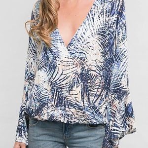 Lovestitch Palm Surplus Front Top Bell Sleeve
